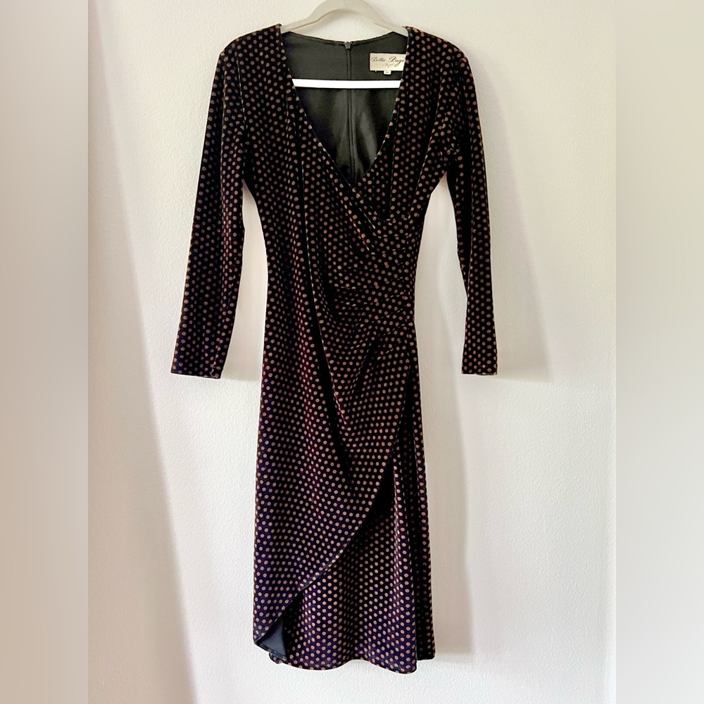 Bettie Page by Tatyana black & brown polka-dot Retro dress, size M